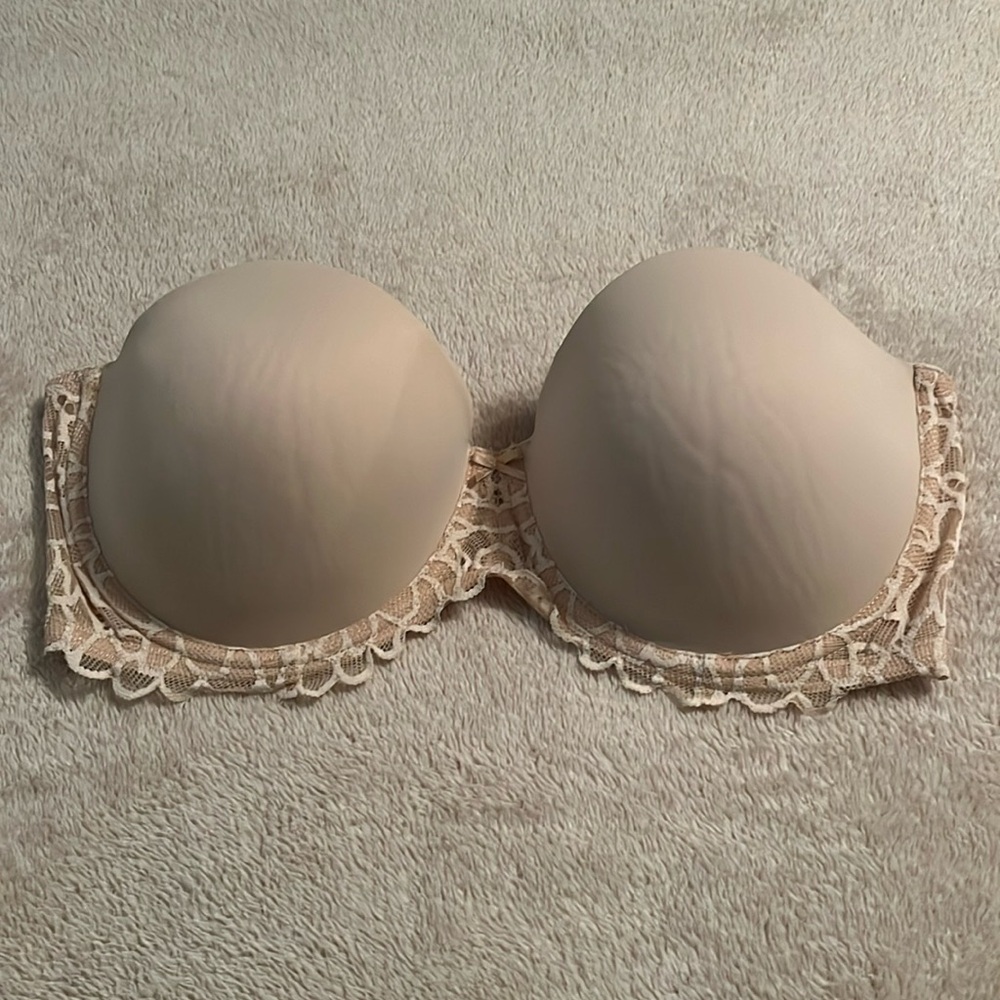 Strapless Padded Underwire Beige Bra 38C